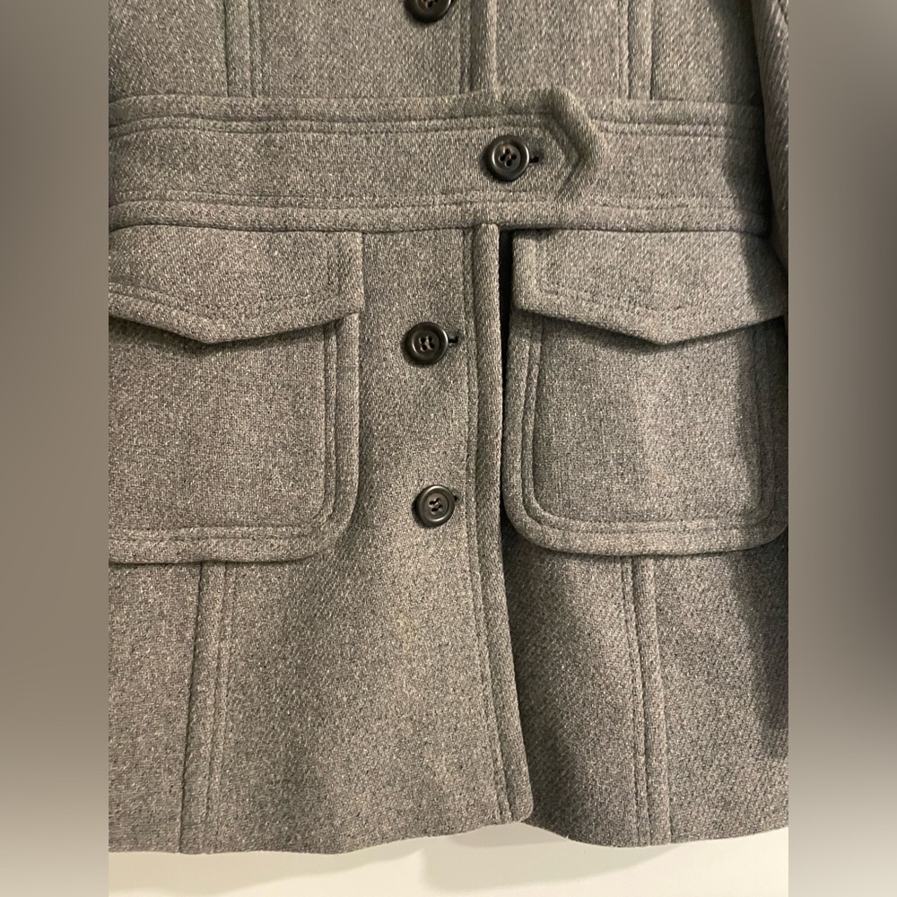 J. Crew Gray Wool-Blend Pea Coat with Belted Waist - Picture 3 of 14
